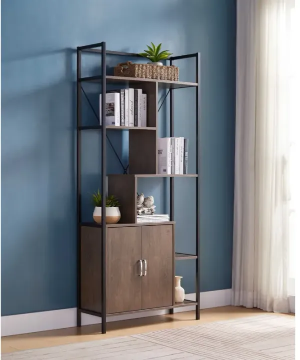 Modern Bookcase With Two Door Storage Cabinet With Two Shelves
