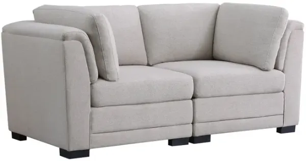 Kristin - Linen Fabric Loveseat - Light Gray