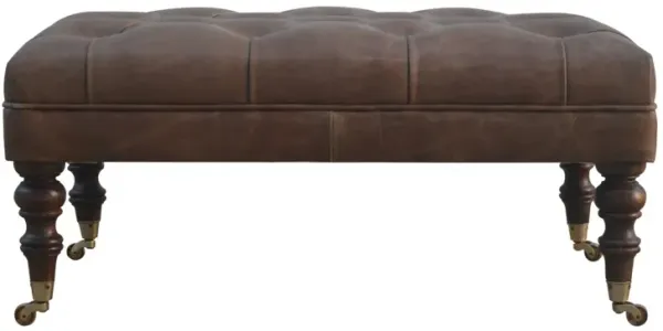 Buffalo - Leather Ottoman With Castor Legs