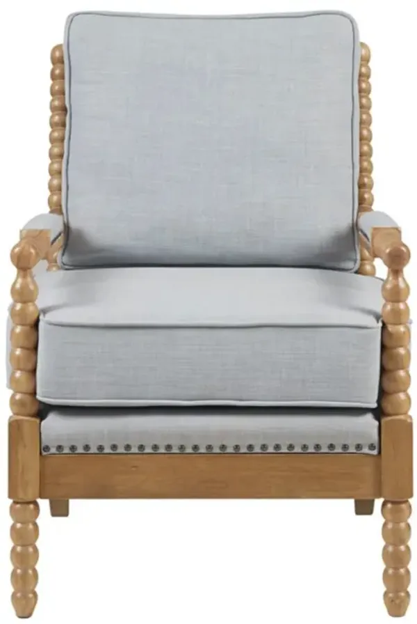 Arm Chair With Open Back Spindle Design And Padded Armrests