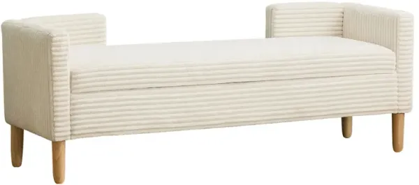 Wide Corduroy Storage Soft Bench With Armrests, Backrest And Two Bolster Pillows