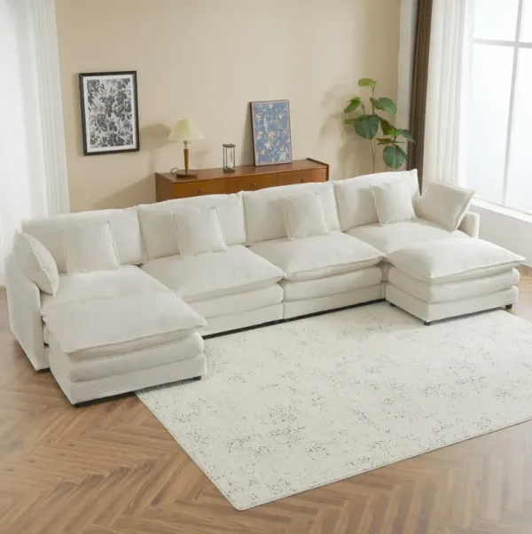 Modern Modular Sectional Sofa With Side Storage Pockets For Living Room