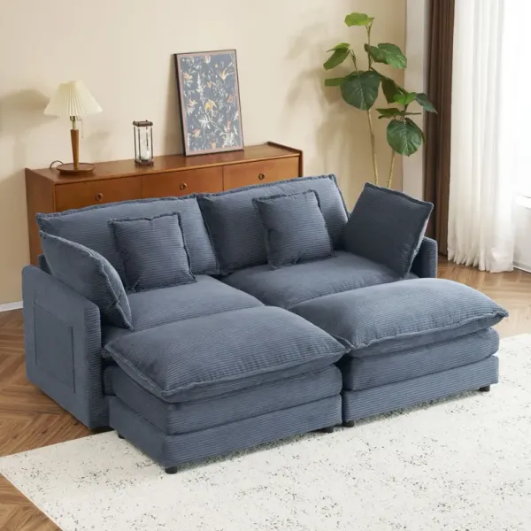 Modern Modular Sectional Sofa With Side Storage Pockets For Living Room