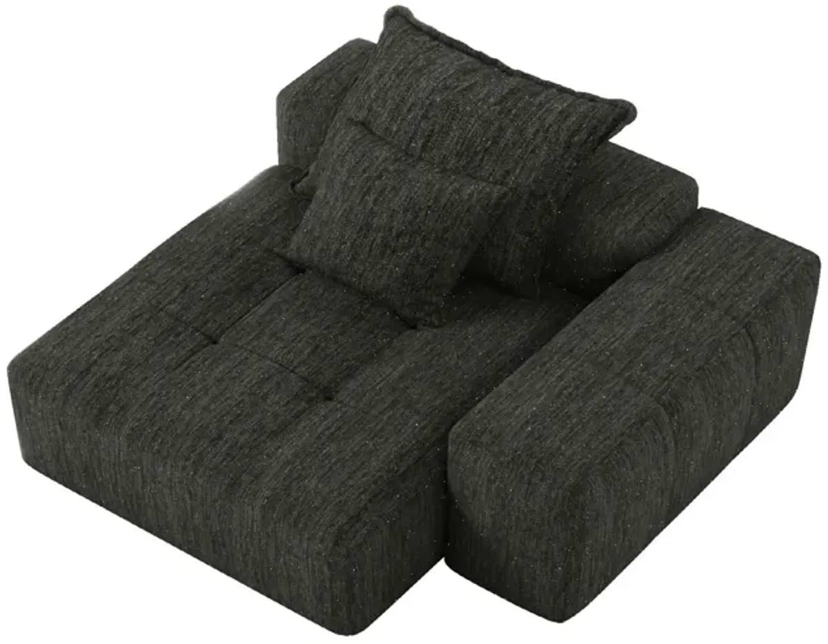 Modern Oversized Modular Sectional Sofa, Sparkling Chenille Fabric Soft Cushion Sofa With 2 Pillows