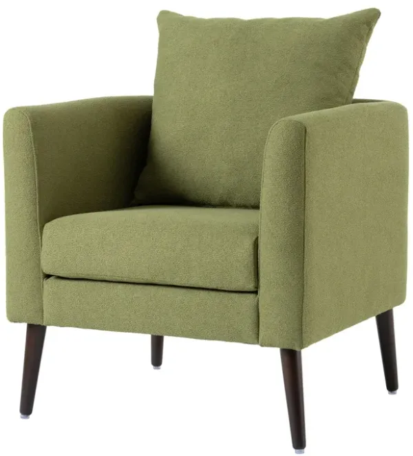 Barrel Chair, Modern Accent Chair, Fabric Armchair Club Chair, Upholstered Arm Chair With Solid Wood Legs, Waist Pillow, Padded Single Chair For Living Room / Bedroom / Study / Waiting Room - Olive Green