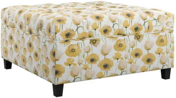 Foria - Floral Storage Ottoman - Yellow