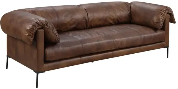 Jaron - Top Grain Leather Sofa - Mocha