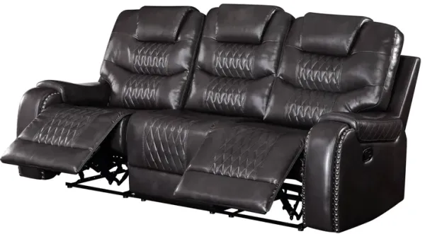 Braylon - Magnetite Synthetic Leather Manual Recliner Sofa - Brown