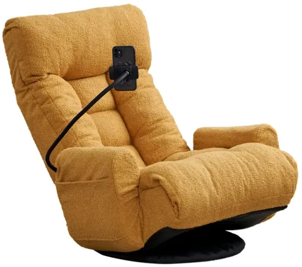 Adjustable Swivel Lounge Chair With 360 Degree Rotating Seat And Headrest Support