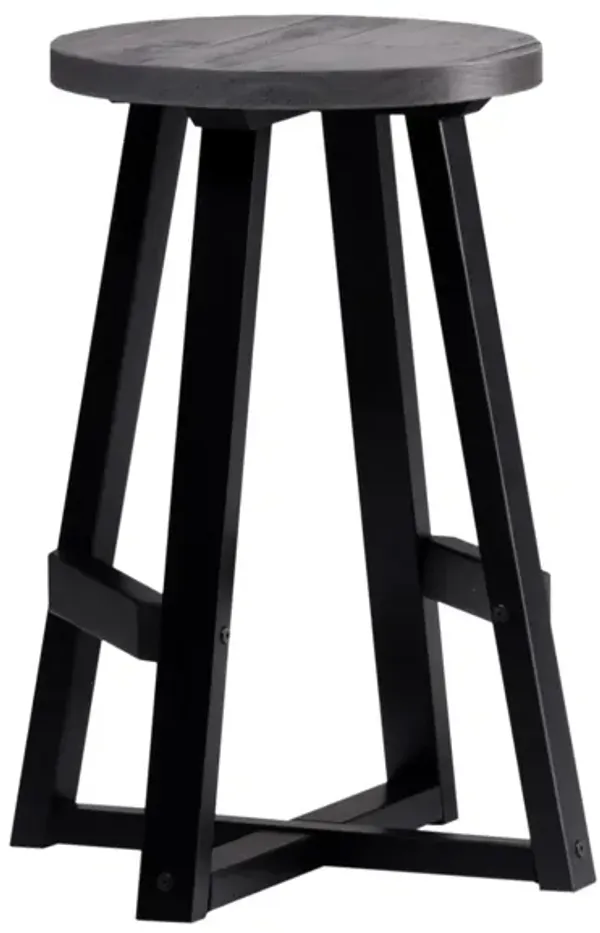 Rustic Distressed Round Dining Stool