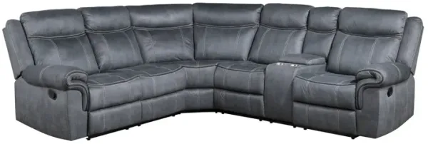 Dollum - Two Tone Nubuck Manual Recliner Sectional Sofa With USB Port Cupholder Console