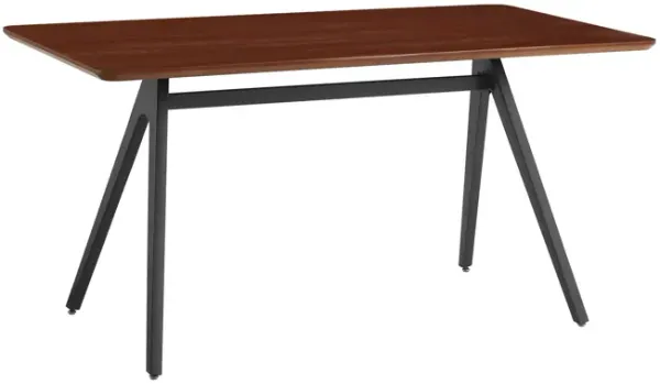 Contemporary V Leg Veneer Dining Table - Dark Walnut