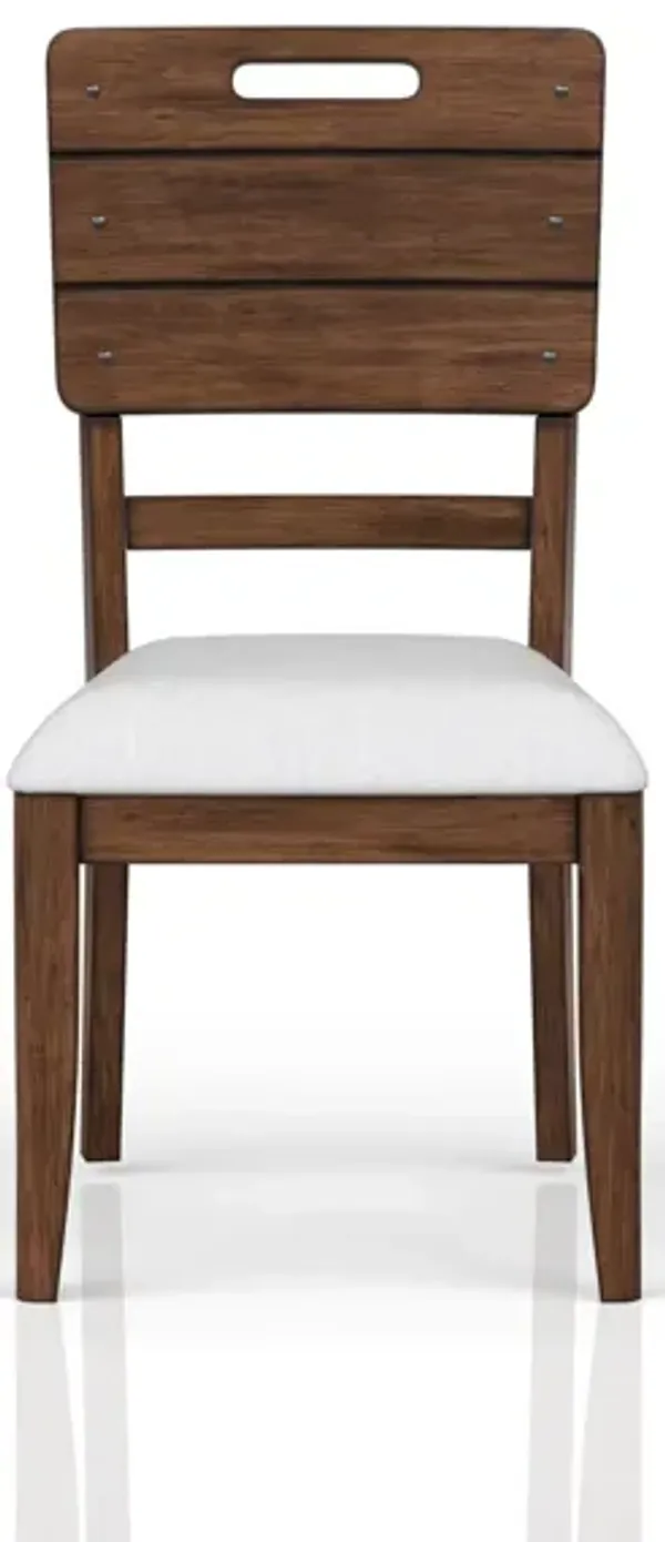 Casual Side Dining Chair Contrasting Upholstered Seat (Set of 2) - Brown