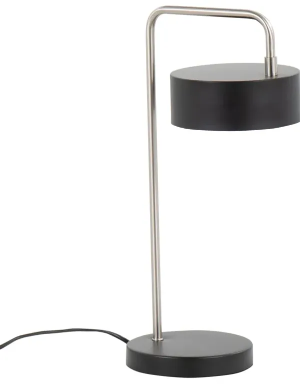 Puck - Contemporary Table Lamp - Nickel / Black