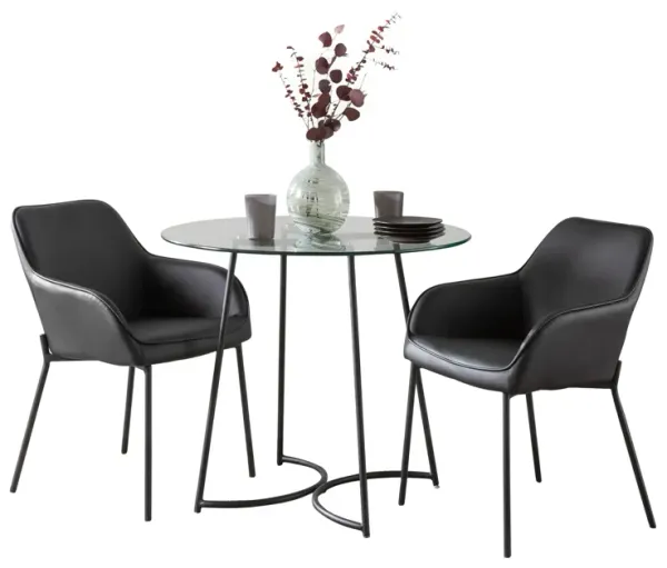 Cece Daniella - 3 Piece Contemporary Dining Set - Black / Clear / Black