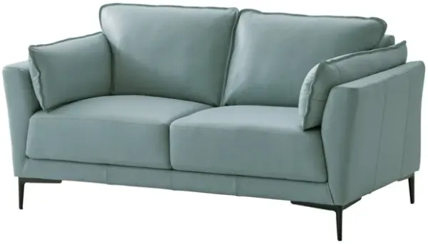Mesut - Top Grain Leather Loveseat - Sage Green