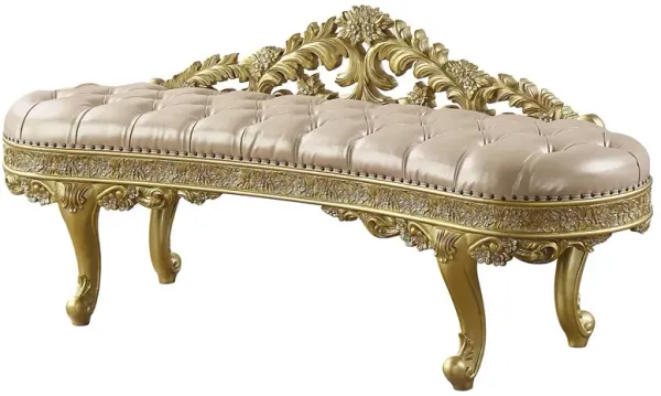 Cabriole - Synthetic Leather Bench - Gold