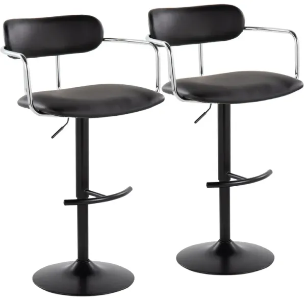 Demi - Contemporary Adjustable Height Barstool With Swivel With Rounded T Footrest (Set of 2)