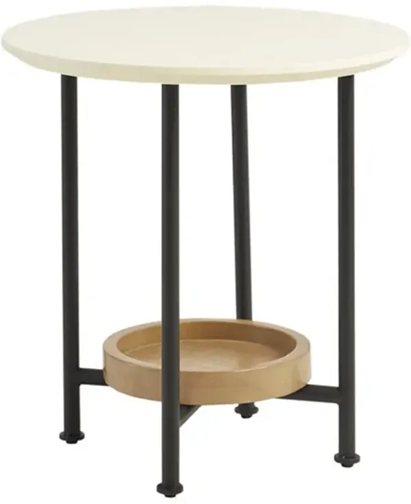 Oval End Table With Metal Legs - White / Natural