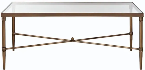 Metal Rectangle Coffee Table With Tempered Glass Top - Bronze