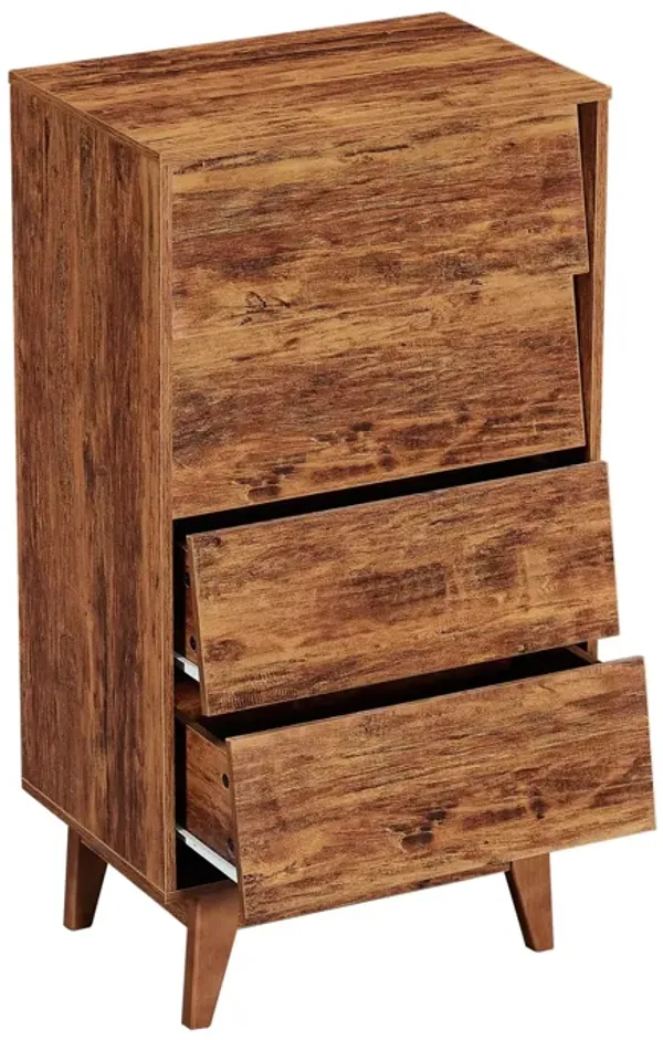 Vintage Style 4 Drawer Double Dresser With Bevel Design - Brown