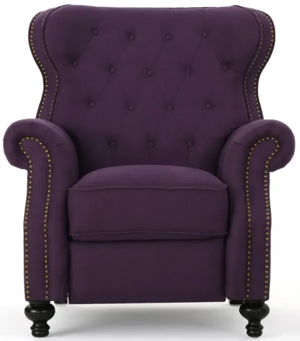 Accented Push Back Recliner Chair With Rolled Arms, Enjoy Cocooning Comfort