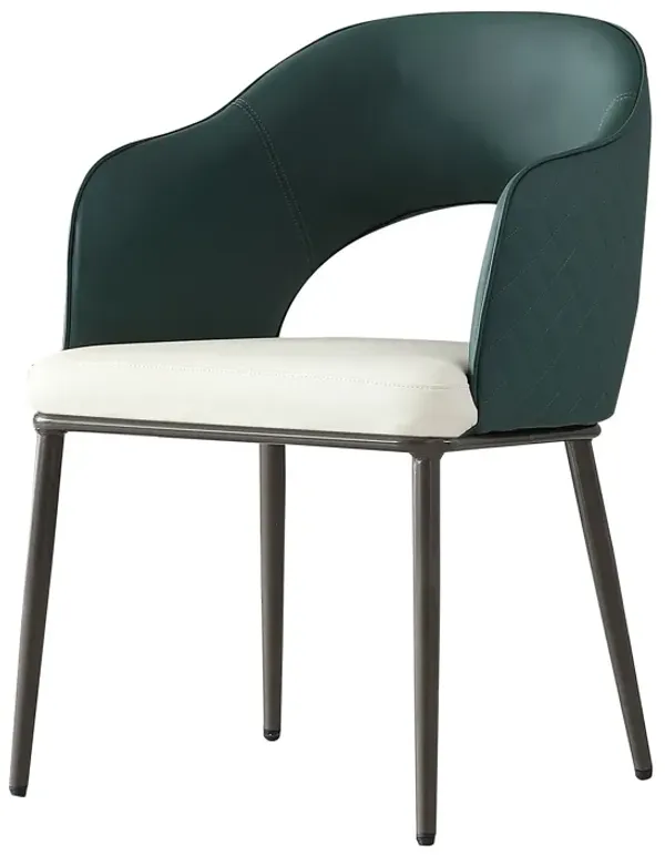 Dining Chairs, Modern Faux Leather Dining Metal Legs (Set of 2) - Green