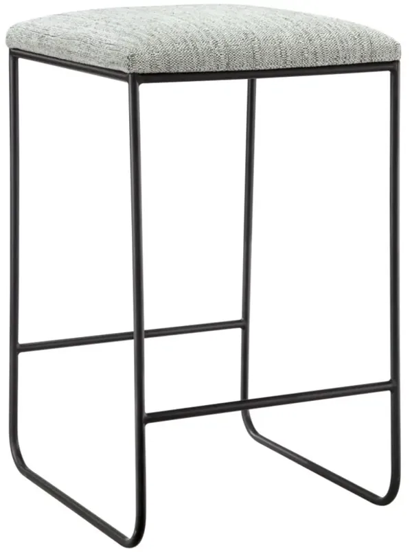 Counter Stool With Faux Linen Seat - Heathered Gray / Matte Black