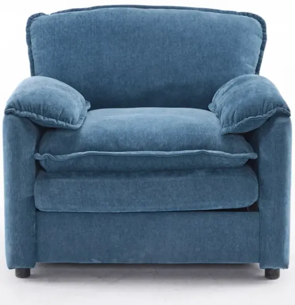 Oversized Reading Armchair With Thick Cushions, High Back Support