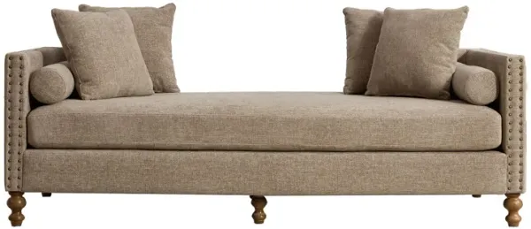 Upholstered Chaise Lounge Indoor With Nailheads, Sleeper Sofa Couch With 4 Throw Pillows & 2 Bolsters, Daybed With Rubberwood Legs