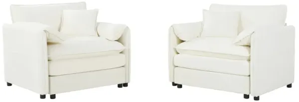 Modern Chenille Oversized Accent Chair, Comfy Single Sofa With Large Seat (Set of 2)
