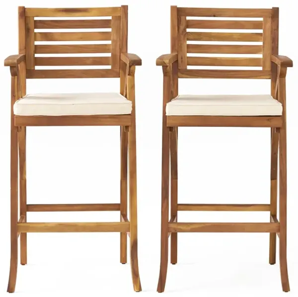 Barstool With Soft Curved Lines And Sturdy Frame (Set of 2) - Brown