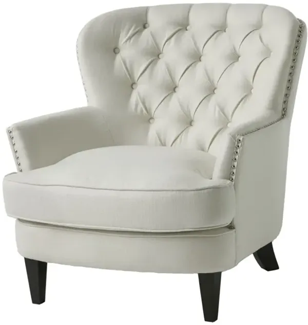 Modern Accent Chair Upholstered Foam Filled Living Room Chairs Comfy Reading Chair Mid Century Modern Chair, Armchair For Living Room Bedroom - Ivory