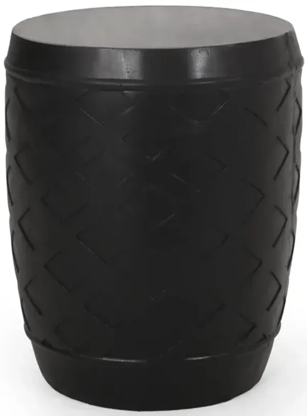 Outdoor Side Table With Lattice Design And Round Top - Black