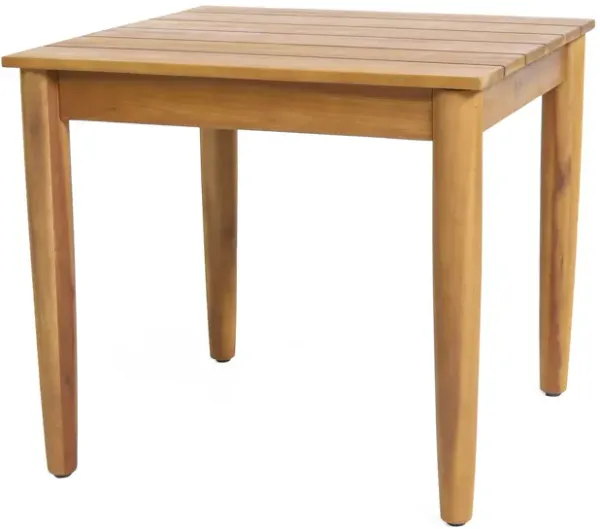 Outdoor Square Side Table With Slatted Top And Wood Frame - Teak