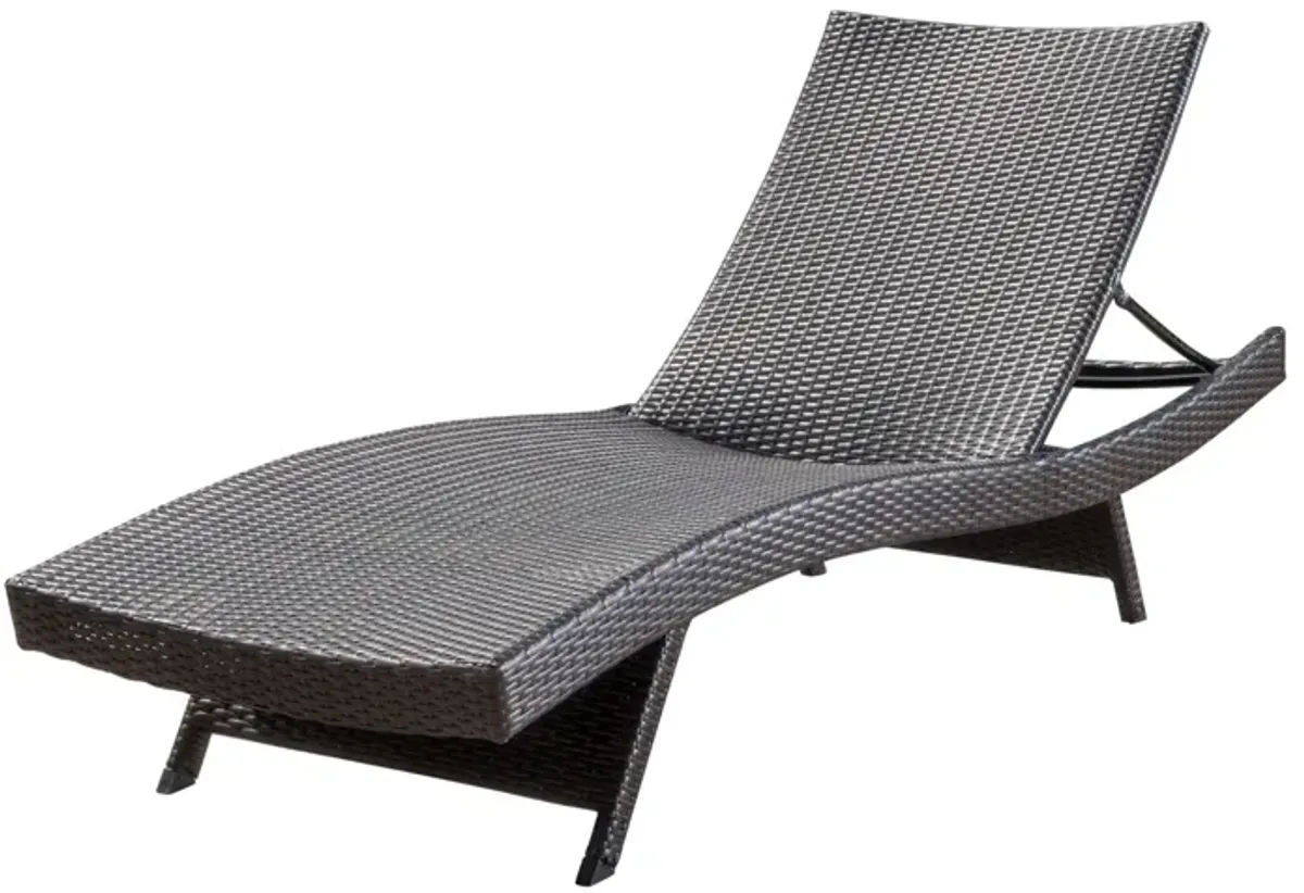 Mysticism Outdoor Chaise Lounge With Adjustable Backrest And Foldable Legs - Brown Multi