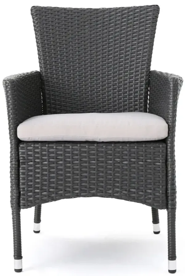 Dimensional Outdoor Dining Chair With Cushion Seat And Iron Frame (Set of 2) - Gray
