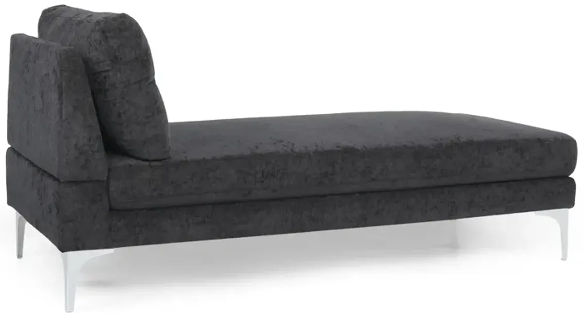 Fabric Upholstered Chaise Lounge With Iron Bracket Legs - Gray