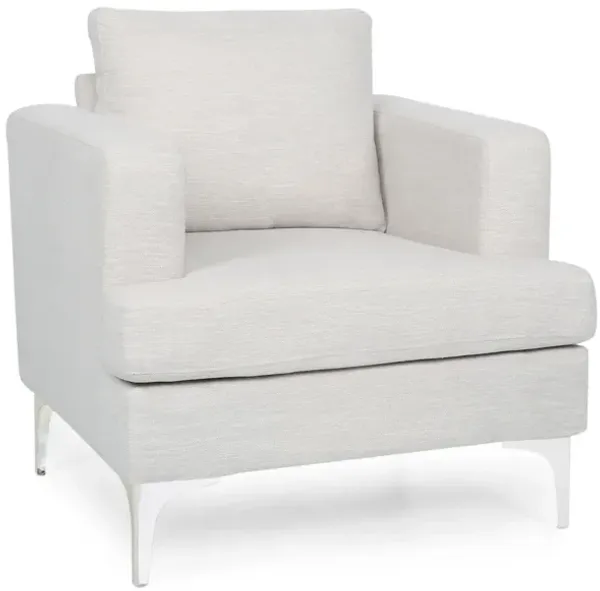 Upholstered Fabric Club Chair With Iron Legs - Beige