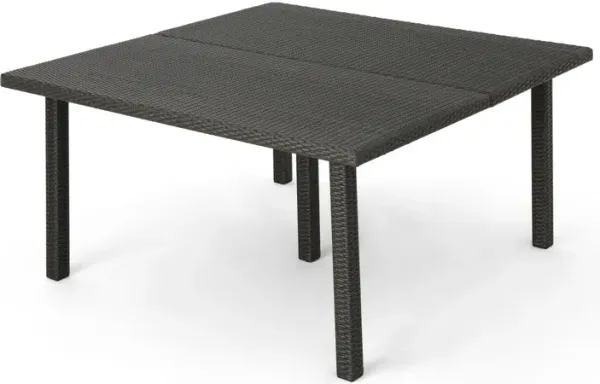 Outdoor Square Rattan Wicker Dining Table - Gray