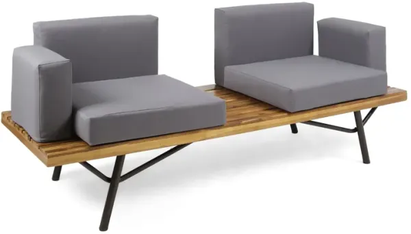 Outdoor Sofa With Cushions And Iron Legs - Dark Gray