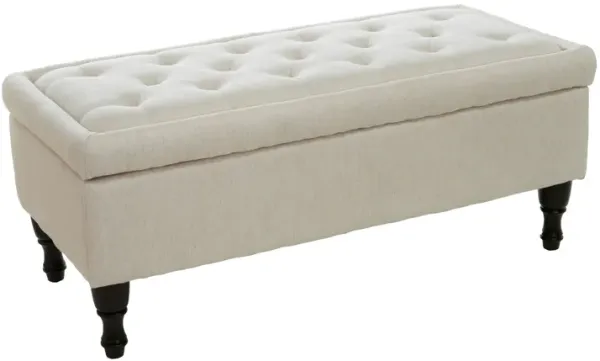 Button-Tufted Upholstered Ottoman With Hidden Storage - Linen