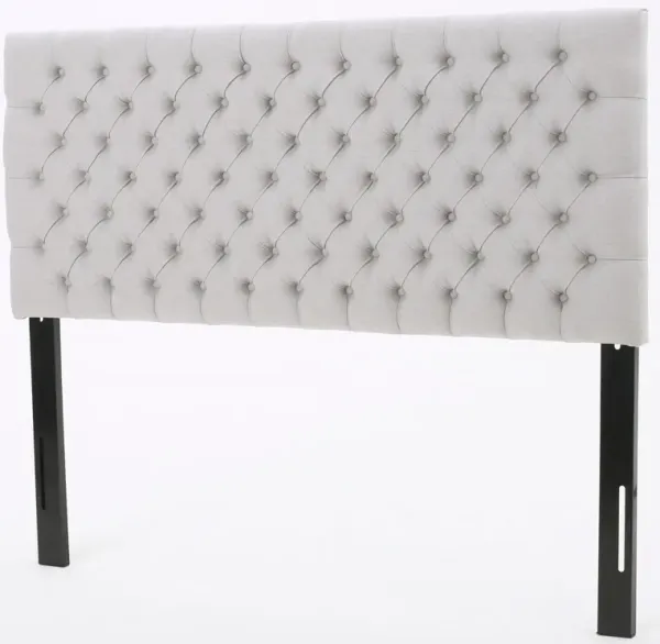 Queen Size Headboard With Button Tufting - Light Gray