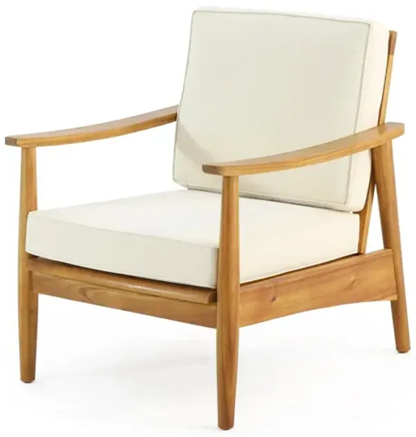 Birdsong - Outdoor Club Chair With Slat Back And Seat Cushion - Beige