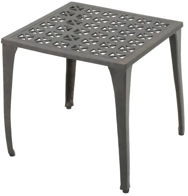 Lunaire - Outdoor Square Cast Aluminum Side Table With Lattice Top And Curved Legs - Bronze