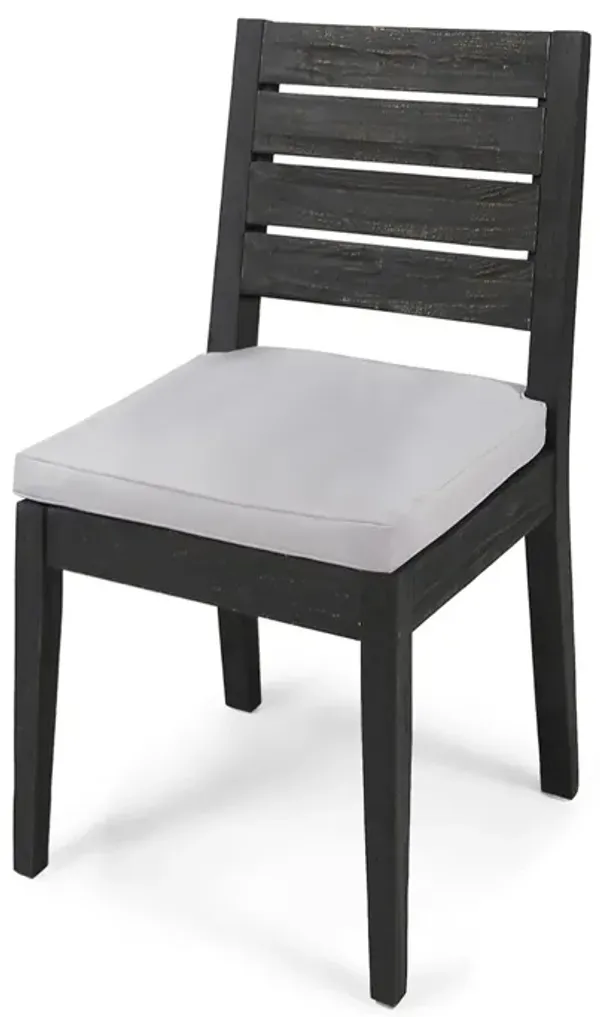 Patio Armless Dining Chair With Laid Back Slat Panel Design - Light Gray