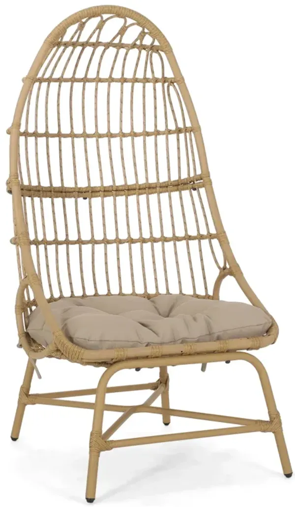 Outdoor Accent Chair With Basket Shape - Light Brown