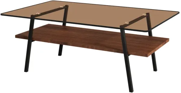 Rectangle Coffee Table, Tempered Glass Tabletop Modern Table For Living Room