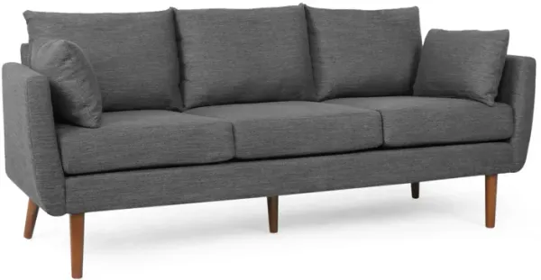 Diaphanous - Upholstered 3 Seater Sofa With 2 Accent Pillows And Wood Legs