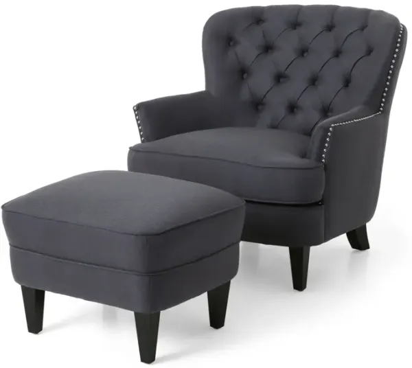 Enchante - Living Room Set With Tufted Back Club Chair And Ottoman